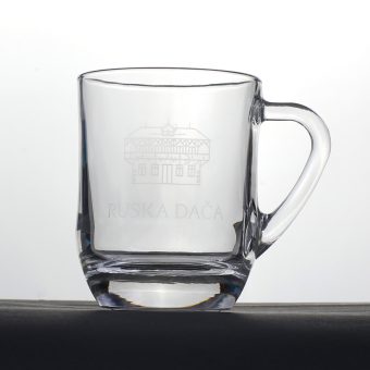 Russian Dacha glass with engraved logo and a handle
