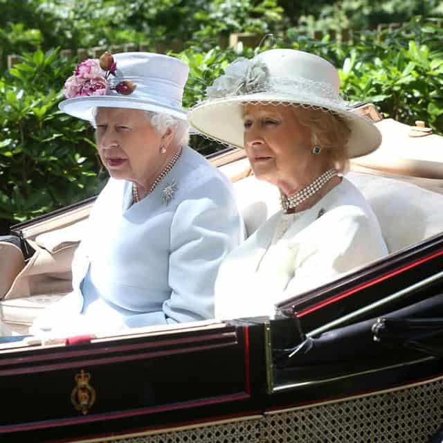 Cousins Princess Alexandra and Queen Elizabeth II of Britain